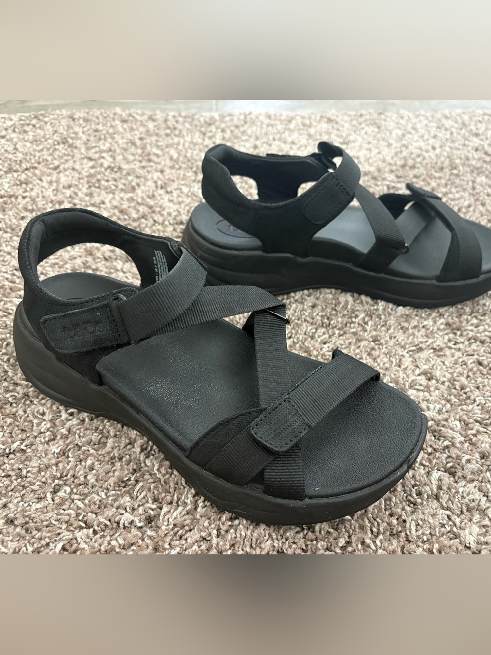 TAOS ladies black chunky heel adjustable strap sandals